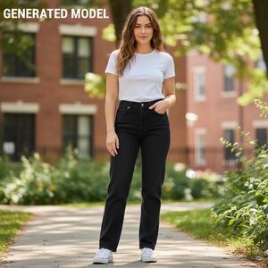 WRANGLER Old School Jeans Black Denim High Rise Straight Leg Women Size 14 #470